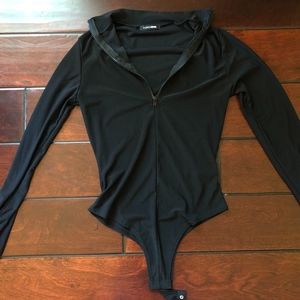 New Black Long Sleeve Bodysuit with Zipper